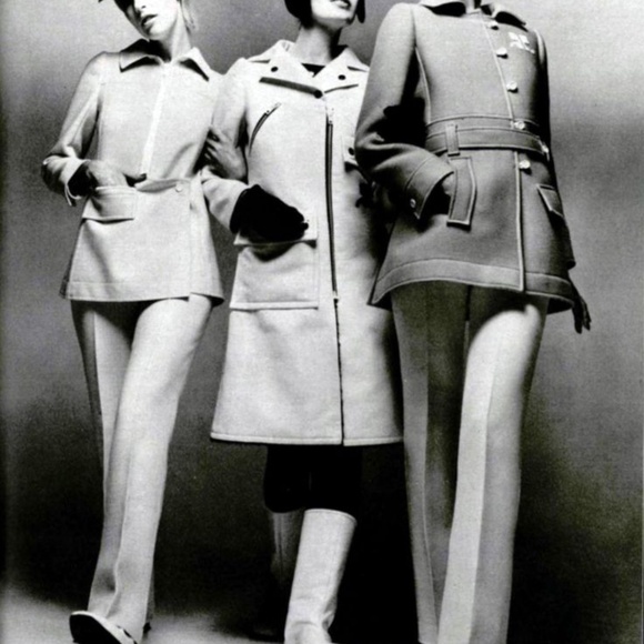 Vintage Courreges winter grey coat withh rabbit fur collar - Picture 11 of 12